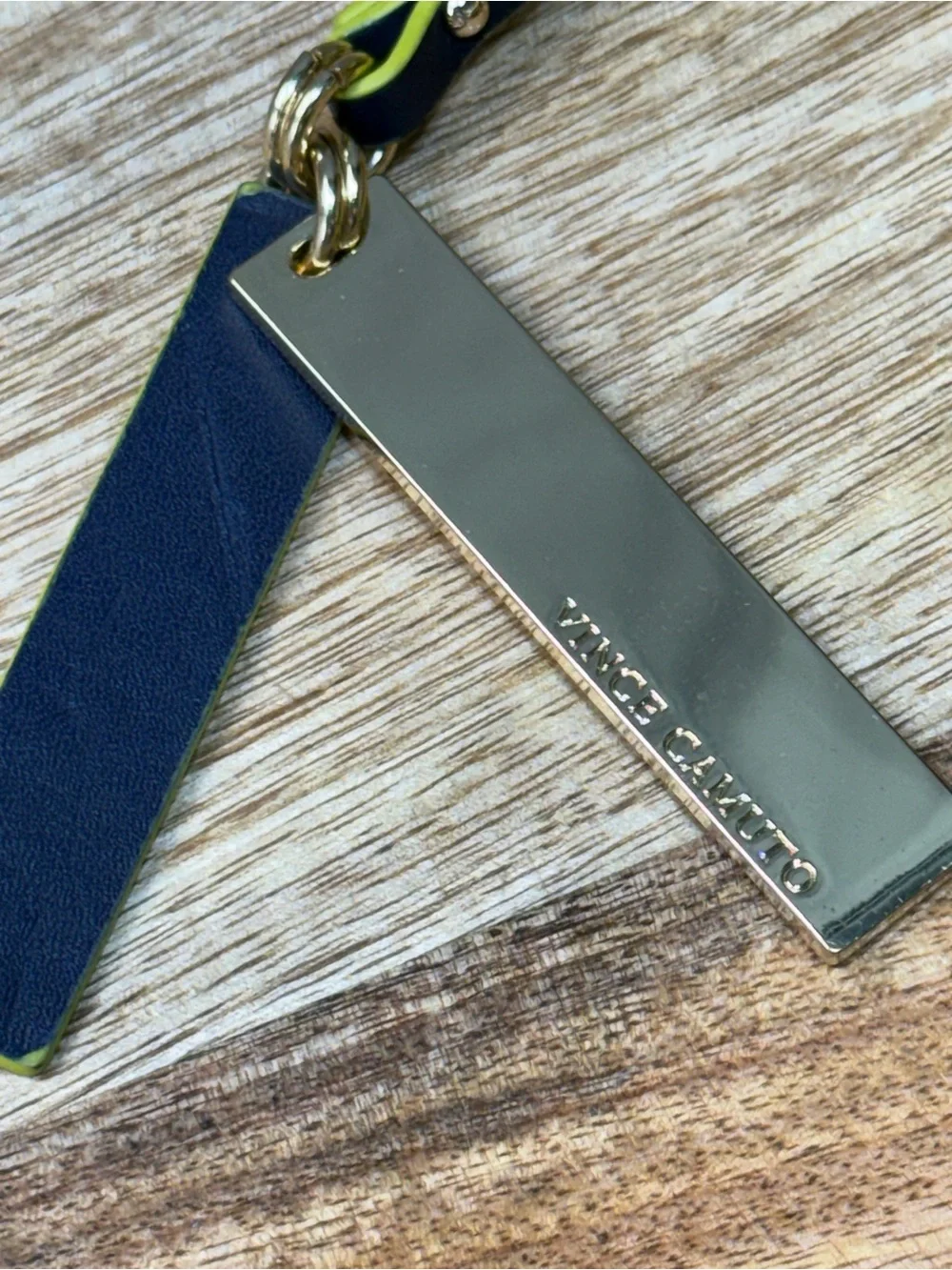 Mini Crossbody Bag Vince Camuto Navy Neon Lime Preppy Gold Chain Purse